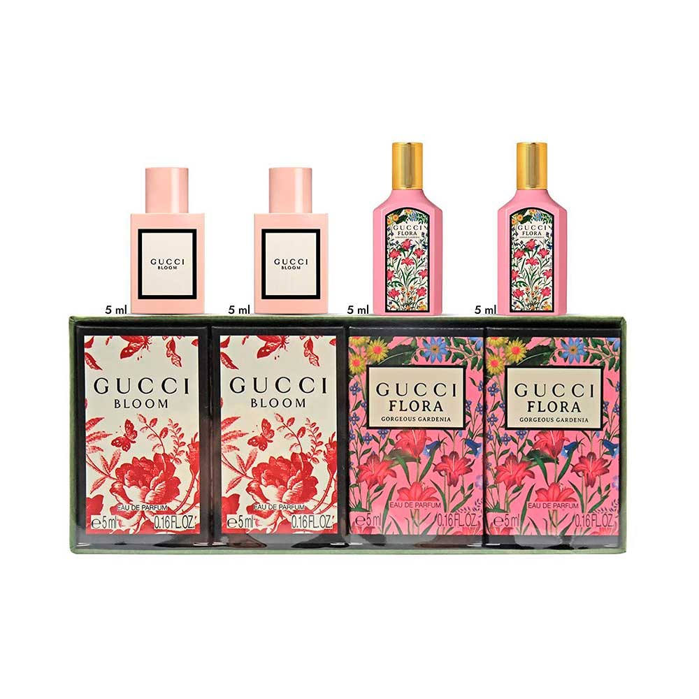 Mini Set 4 piezas perfumes Gucci Flora y Bloom The Sisters mx