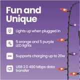 Light up USB-C Cable - Purple and Orange (Preventa)